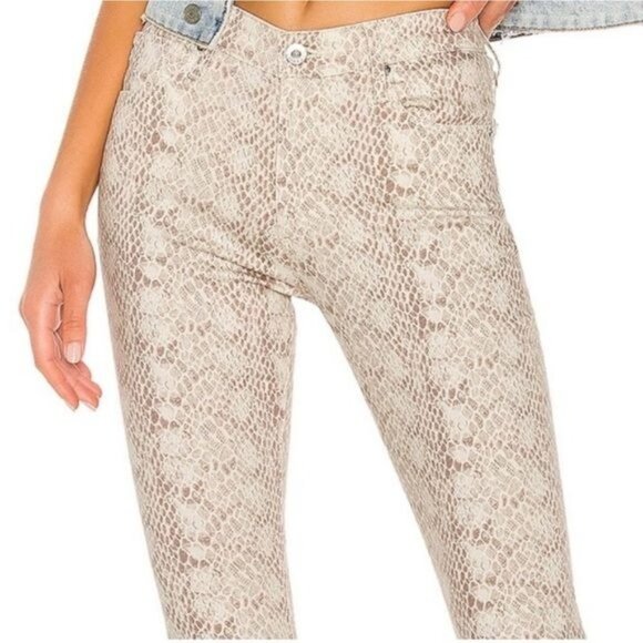 New AG  Adriano Goldschmied Farrah Silk Python Ivory Dust Jeans Size 31 - Picture 4 of 14